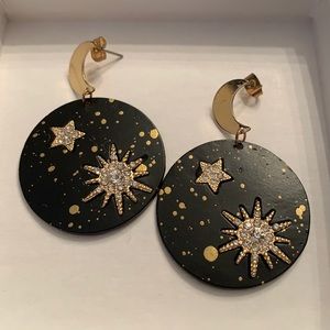 Gorgeous statement earrings with celestial motif